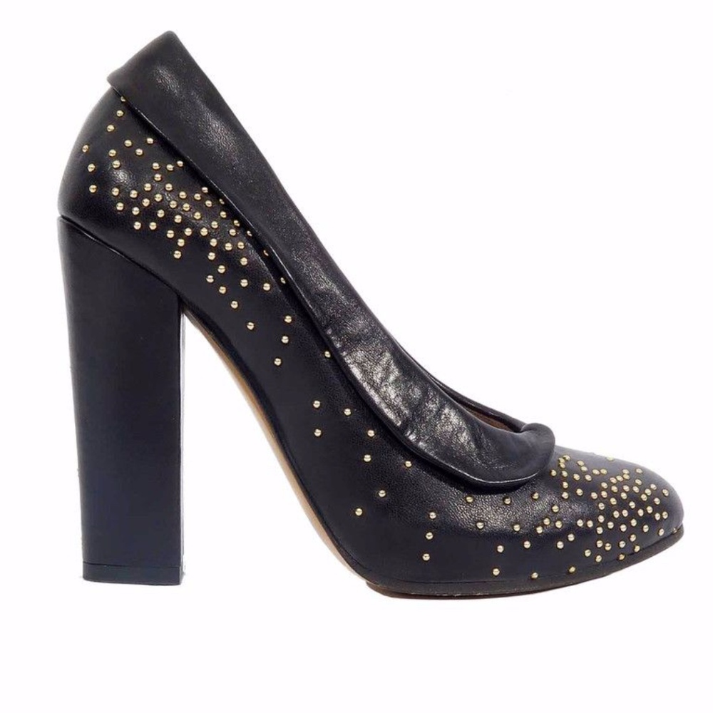 Chloé Suzanna Studded Round-Toe Leather Pumps 38 - Picture 1 of 5